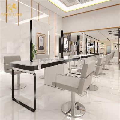 China Modern Salon Station Mirror Salon Cabinet Styling Barber Station Mirror for sale