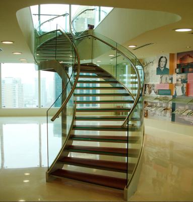 China Modern steel modular stairs with glass balustrade for sale