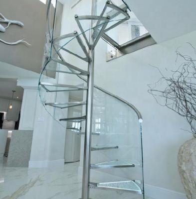 China Modern Stainless Steel Glass Spiral Stairs Design For Interior Decoration for sale