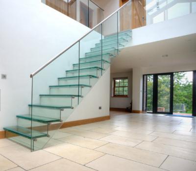 China Indoor Custom Glass Stainless Steel Stairs Price for sale