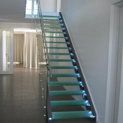 China Vogue Indoor Living Room LED Floating Glass Staircase for sale