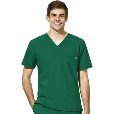 China Good Price Men Non-Toxic Standard Short Sleeve V-Neck Hospital Surgical Doctor Scrub Uniform Top for sale