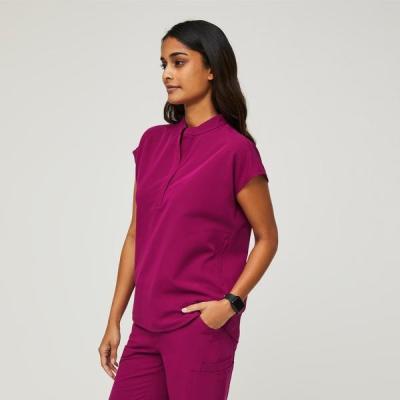 China Tangerine Collar Anti-Shrink Women Scrubs Medical Hospital Scrub Uniform Suits Set For Doctors for sale