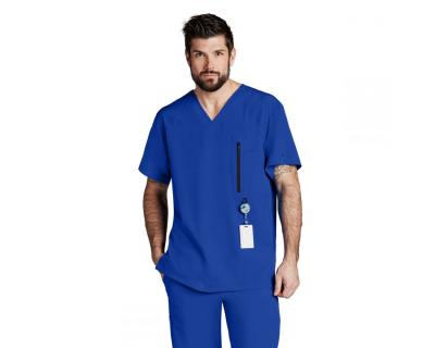 China Breathable athletic uniforms medicos men scrub top with zipper pocket for sale