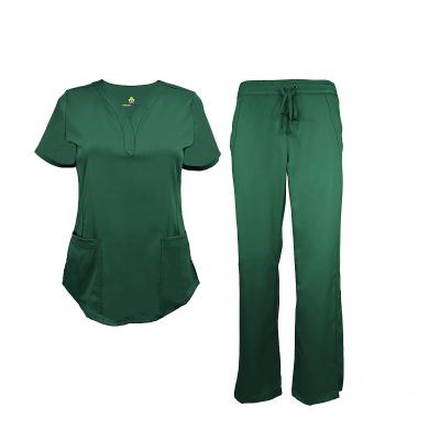 China Ultra Soft Women's Anti-Shrink Short Sleeve Drop-neck Top And Pant Uniform Set for sale