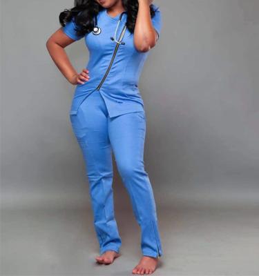 China Non-toxic Breathable Hospital Uniforms Top Quality Nursing Scrub Suit Jogger Women Scrub Sets Uniform for sale