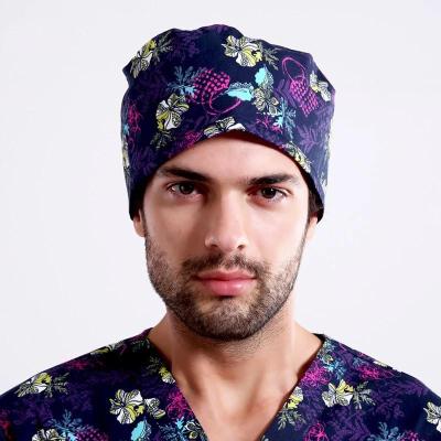 China Comfortable Reusable 100% Cotton Medical Scrub Cap Scrub Printed Cloth Caps for sale