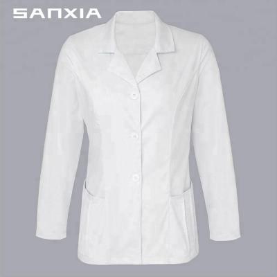 China Polyester Cotton Breathable White Lab Coat For Women for sale