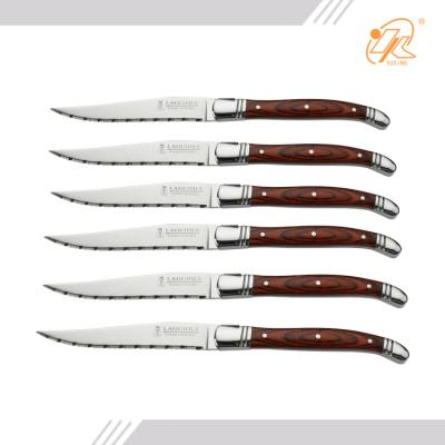 China Factory Price Viable High Quality Wooden Handle Stainless Steel Steak Knives Kitchen Accessories With Gift Box for sale