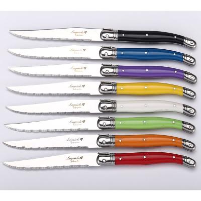 China Viable Hot Selling 8pcs Laguiole Stainless Steel Steak Knives Set Kitchen Accessories With ABS Handle For Diner for sale