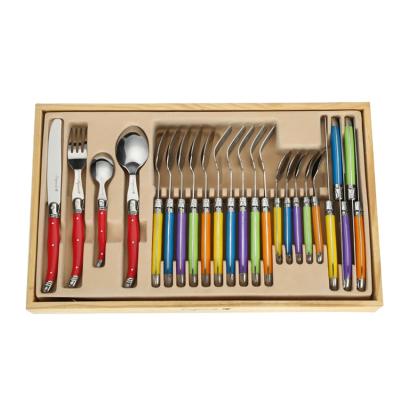 China Viable made in china laguiole knife, fork and spoon abs handle cutlery set 24 pcs flaware set with bee for sale