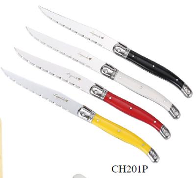 China Full Tang Blade 6 or 8 Pcs Durable Colored ABS Handle Laguiole Kitchen Steak Knife Set for sale