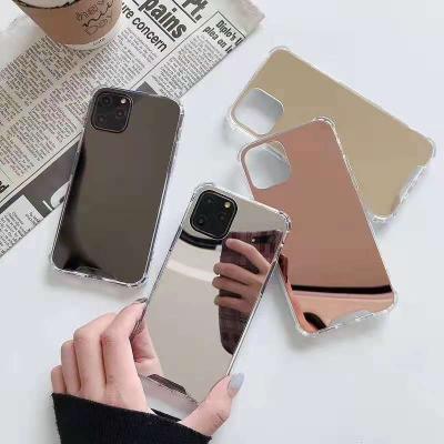 China Light Airbag Makeup Mirror Case For iPhone 12 11 pro Max Xs X 7 8 Se 2020 12 Mini Back Cover Shockproof Soft Silicon Phone for sale