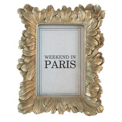 China Wholesale Resin Luxury European American Frame Set Picture Feather Leaf Gold Picture Frame for sale