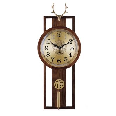 China Antique Brass Wall Clock Antique Style New Design For Living Room Decoration Antlers Clock Vintage Hanging Clock for sale