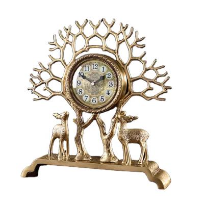 China New Design European Brass Creative Antique Quartz Wall Clock Custom Style Hanging Clock For Home Decor for sale