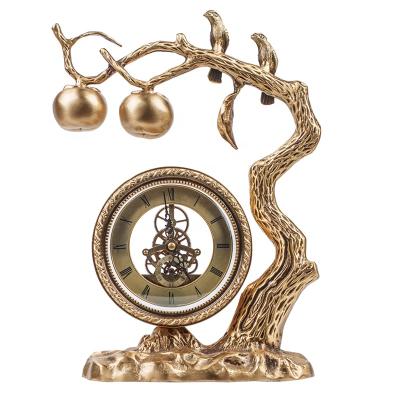 China Retro New Chinese Style Antique Creative Style Brass Branches Simple Desk Clock Decoration Table Clock for sale