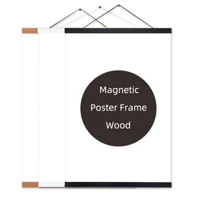 China New Design Modern Teak Wood Picture Frame Artwork Magnetic Poster Hanger Photo Frame For Wall Decor for sale