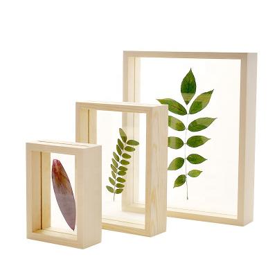 China Display Photo Customize 4x6 5x7 6x8 DIY Double Specimen Picture Frame Wooden 3D Shadow Box Photo Glass Frame for sale