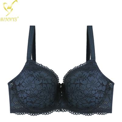 China BINNYS Breathable Fancy Thin Cup Strap Sexy Lace Bra Plus Size Women Full Coverage Bra for sale