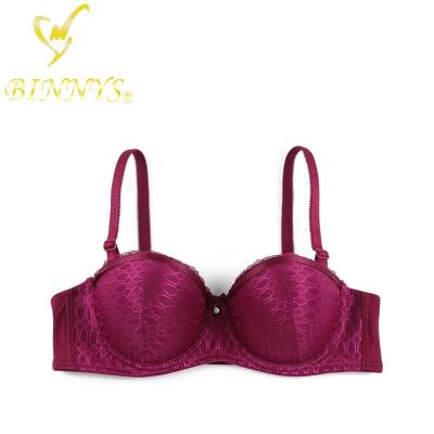 China Hot Selling Breathable BINNYS Embroidery Plump Bra Underwire Bra Floral Big Cup Padded Underwire Bra for sale