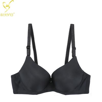 China BINNYS Breathable Women Hot Sexy Black Push Up Bra No Underwire Seamless Lift Up Plunge Bra for sale