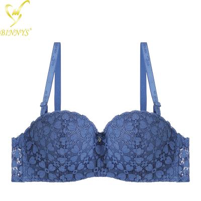 China New BINNYS Fashion B Cup Breathable Adjustable Strap Nylon Spandex Lace Bra Cups With Underwire Bra for sale