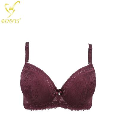 China Wholesale BINNYS Guangzhou Brands Breathable Bra Brands 40b Lace Bralette Thin Lace Top Three Quarter With Underwire for sale