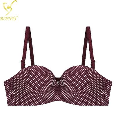 China BINNYS Breathable Dot Printed Half B Cup Seamless Bra Mixed Colors Flower Print Girls Print Fabulous Bra for sale