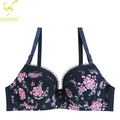 China BINNYS Big Size Bra Women Girl Bra Comfy Floral Print High Quality Custom Fabulous Print Bra QUICK DRY for sale