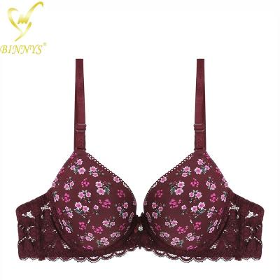 China BINNYS Breathable Matched Women Bra With Underwire Floral Cup Size Ladies Full Cup Bra for sale