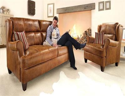 China Sofa High Quality Sectional Wood Living Room Furniture Classic Design Leather Sofa Set for sale