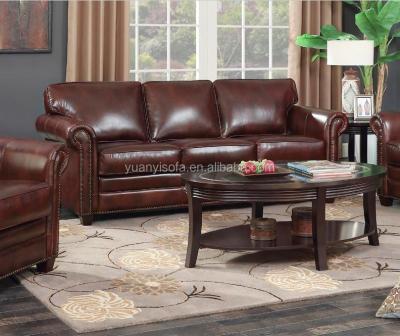 China Grain Sectional Sofa Set Classic Sofa Living Room Furniture Leather Wood Wood Designs YC7506 for sale