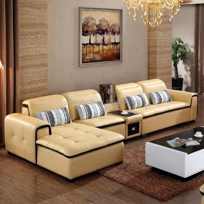 China Modern Sectional Functional Living Room Leather Sectional Corner Sofa With Console YL5362C for sale