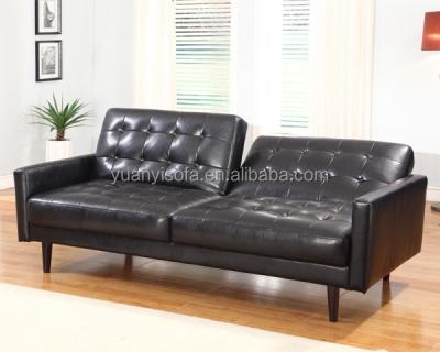 China YB2209 American style modern wooden folding leather sofa bed, living room furniture sofa bed for sale