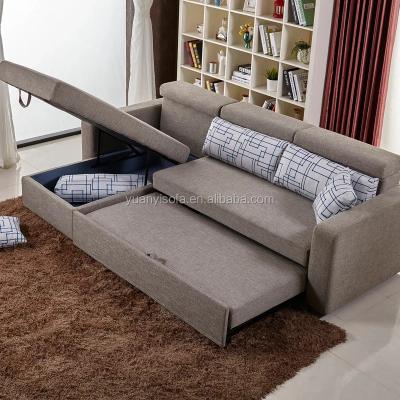 China European style adjustable angle functional folding sofa bed, universal fabric corner sofa bed with storage YB2231 for sale