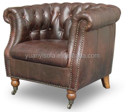 China Super Comfortable Classic Lounge Leisure Tub Chairs , Tufted Leather Button Accent Chair YLC1022 for sale