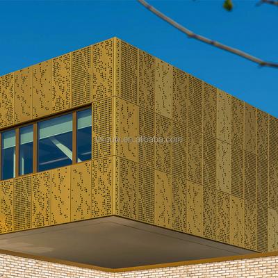 China Modern Northern Europe Style Matte Gold Color Aluminum Made Metal Exterior Facade for sale