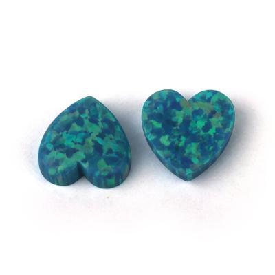 China Heart Shape Deep Green Color OP13 Synthetic Color Fire Or Game Loose Gemstone Price for sale