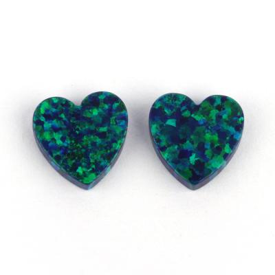 China Game or Fire 6mm, 8mm, 10mm Heart Color Dark Green Opal Shape Synthetic Loose Gemstone for sale