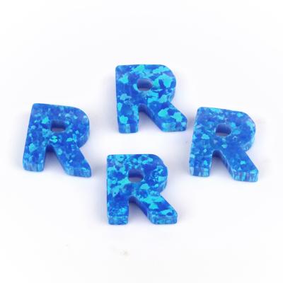 China New Productof Fire Color Or Blue Letter R Opal Gemstone Set Of 26 Letters Synthetic Shape for sale