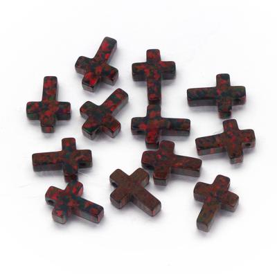 China Color Play or Synthetic Fire Opal Cross Cross Opal, Black and Red, Cross Opal for Necklace for sale