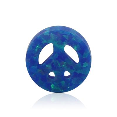 China Best Selling Blue Color Drilled Hole Peace Sign Synthetic Opal Stone for sale