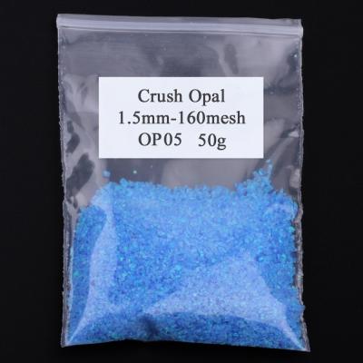 China Hot Selling OP05 Different Sizes Blue Color Game Or Fire Color Synthetic Crushed Opal Chip For Nail for sale