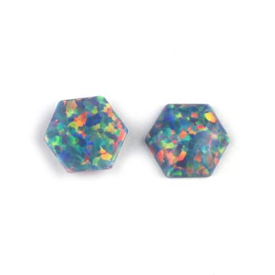 China Wholesale OP78 Matte Black Synthetic Cabochon Hexagon Color Set Or Fire Opal for sale