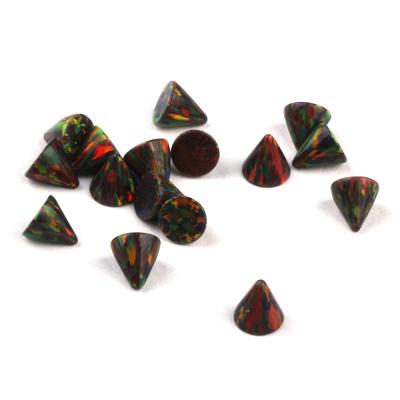 China Color Play or Newcomer Triangular Opal Spike, 3.5x3.5mm from Fire Created Synthetic Opal Stone for sale