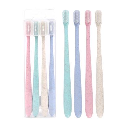 China Wholesale Eco-Friendly 4Pcs Belt Single Sheath Soft Stiffens Biodegradable Wheat Straw Toothbrush Case for sale