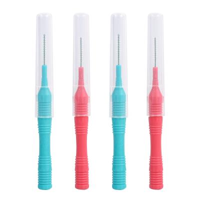 China Custom Private Label Household Pink Blue Dental Floss Pick Interdental Brush Toothpick for sale