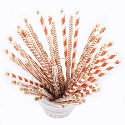 China Disposable Cheap Price Halloween Biodegradable Paper Straw Rose Gold Paper Drinking Straws for sale