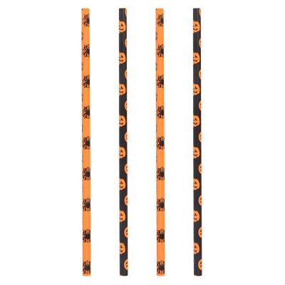 China Halloween Paper Straws Paper Drinking Straws Disposable Black Cocktail Straw Easter Egg For Drinking for sale